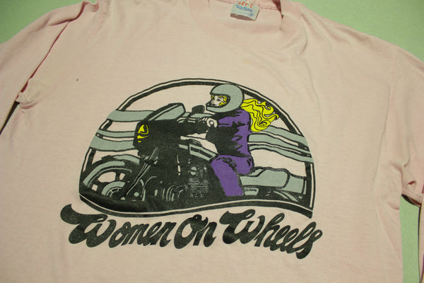 Women On Wheel Vintage 80's Harley-esque Pink Long Sleeve T-Shirt