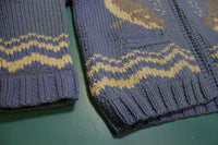 Cowichan Vintage 50's 60's Talon Zipper Dolphin Blue Handmade Knit Wool Sweater