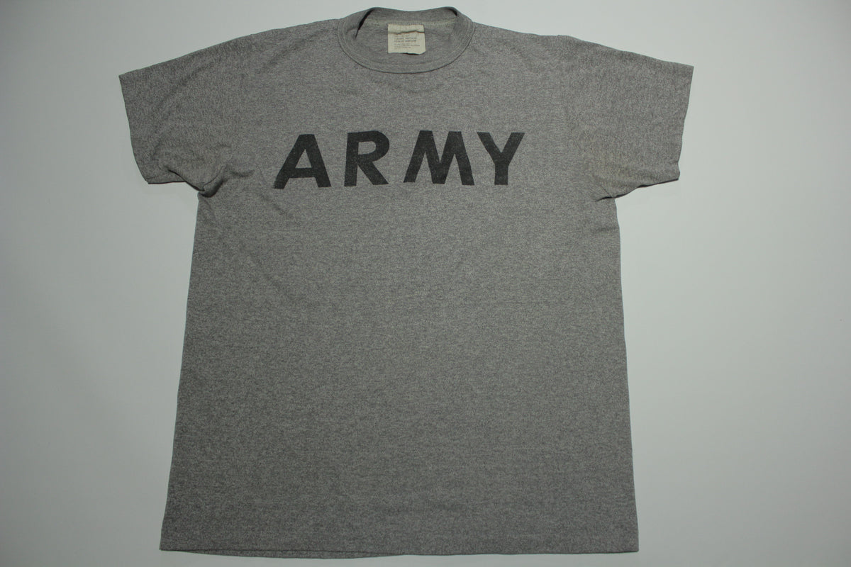 Army Heathered Gray Single Stitch Vintage 80's PT Physical Fitness