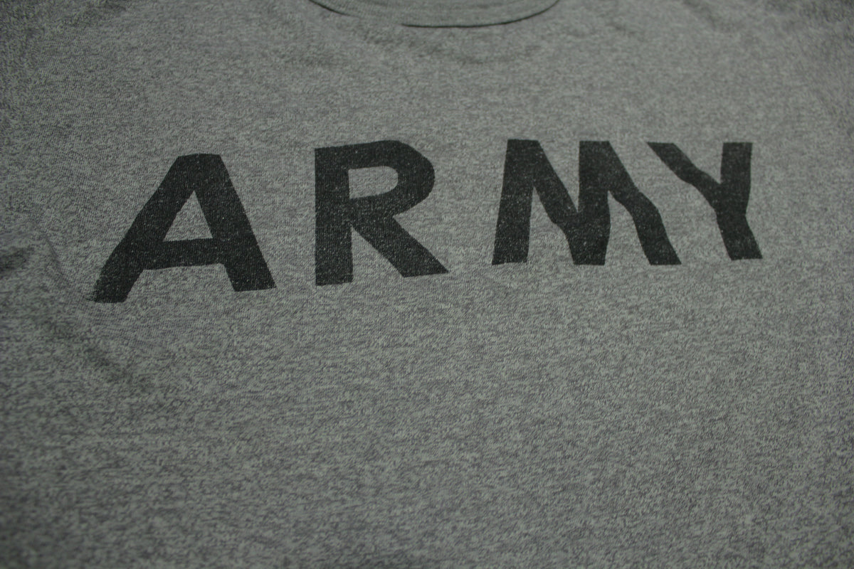 Army Heathered Gray Single Stitch Vintage 80's PT Physical Fitness Gym T-Shirt Uniform