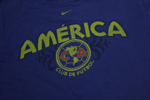 Nike Vintage Y2K America Club De Futbol Soccer Swoosh Check T-Shirt