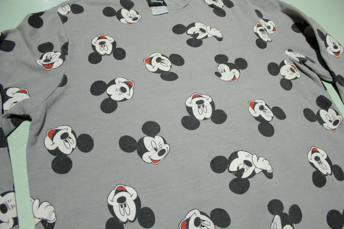 Mickey Mouse Head All Over Print Disney Crewneck Sweatshirt