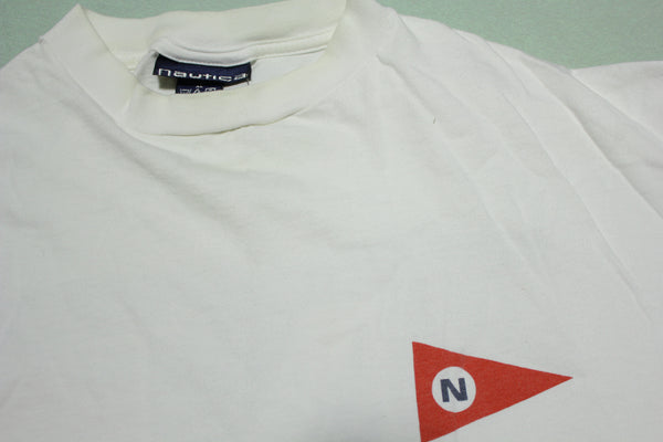 Nautica Vintage 90's USA Long Sleeve Spell Out Logo White T-Shirt