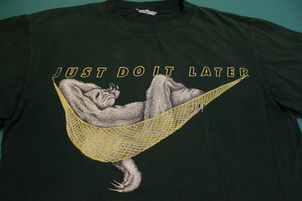 Just Do It Later Sloth Nike Bootleg Vintage Green Hammock 90
