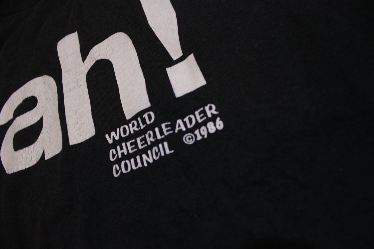 Rah World Cheerleader Council 1986 Black Single Stitch 80s Jerzees T-Shirt