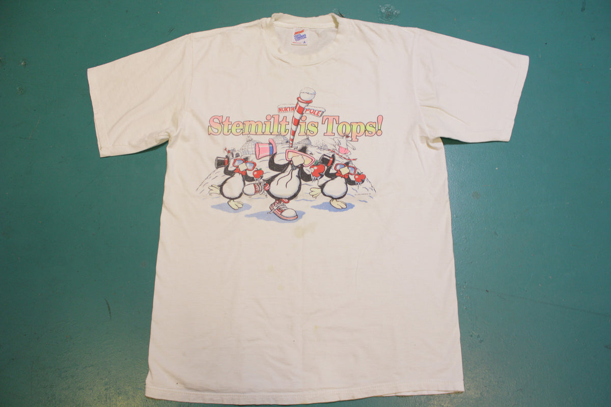 Stemilt Apples Vintage North Pole Penguins Single Stitch 80s Jerzees T-Shirt