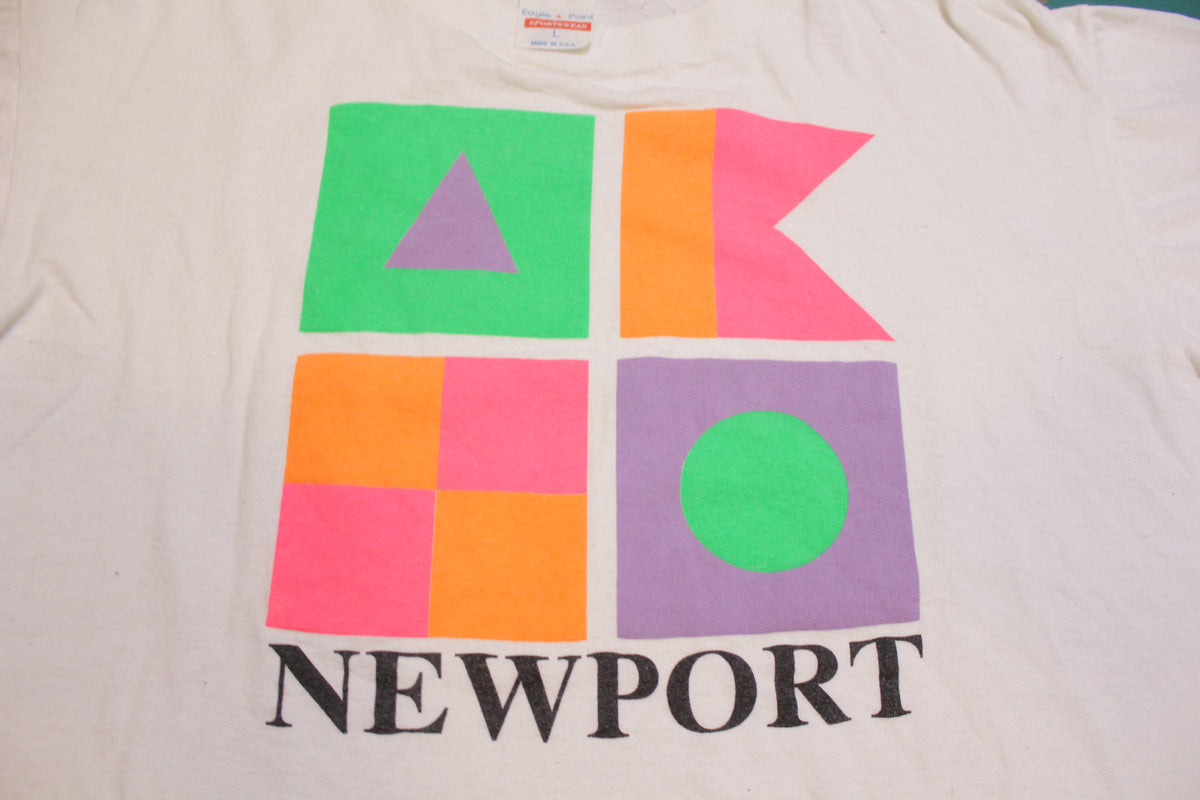 Newport Bright Block Color Eagle Point USA Single Stitch 80's Vintage T-shirt
