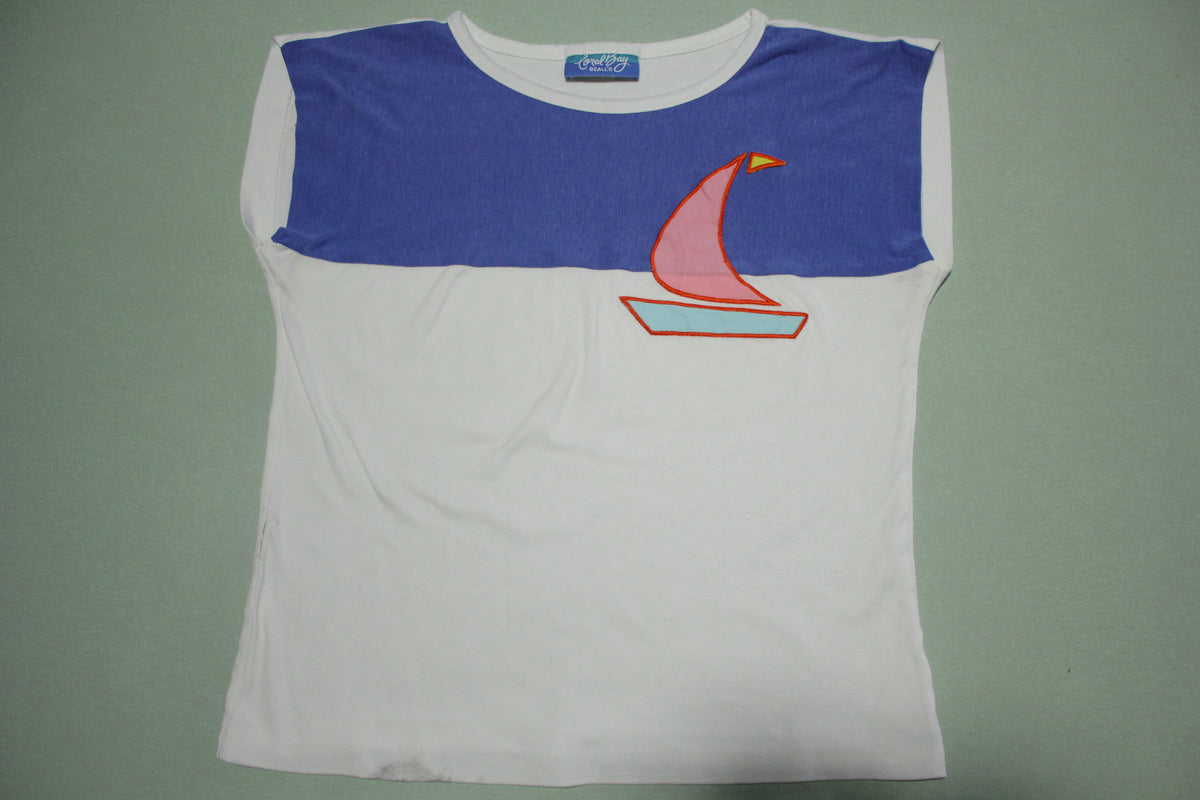Coral Bay Beall's Vintage 80's Sailboat Color Block Women's Sleeveless T-Shirt
