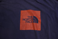 The North Face Box Logo Big Long Sleeve Spellout Vintage 90s Blue T-Shirt