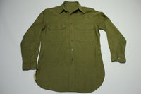 US ARMY WW2 M37 Wool Vintage 1940's Field Service Military Shirt With Brown Buttons