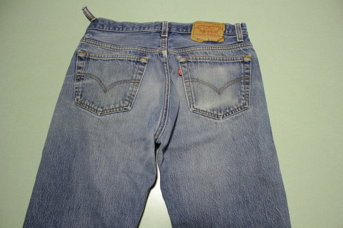 Levis Button Fly 501XX Vintage 90's USA Made Distressed Denim Jeans