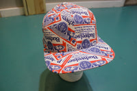 Budweiser All Over Print Authentic 80's USA Vintage Snapback Trucker Cap Beer Hat