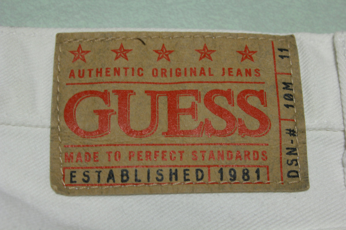 Guess Brite White Made in USA 80's Washed Riveted Denim Jeans