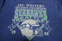 Seattle Seahawks Vintage AFC WEST 1988 Logo 7 Single Stitch Division Champions T-Shirt