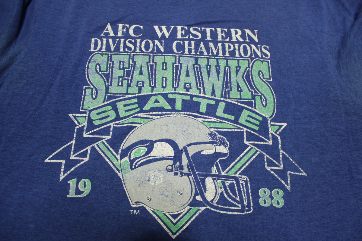 Seattle Seahawks Vintage AFC WEST 1988 Logo 7 Single Stitch Division C –  thefuzzyfelt