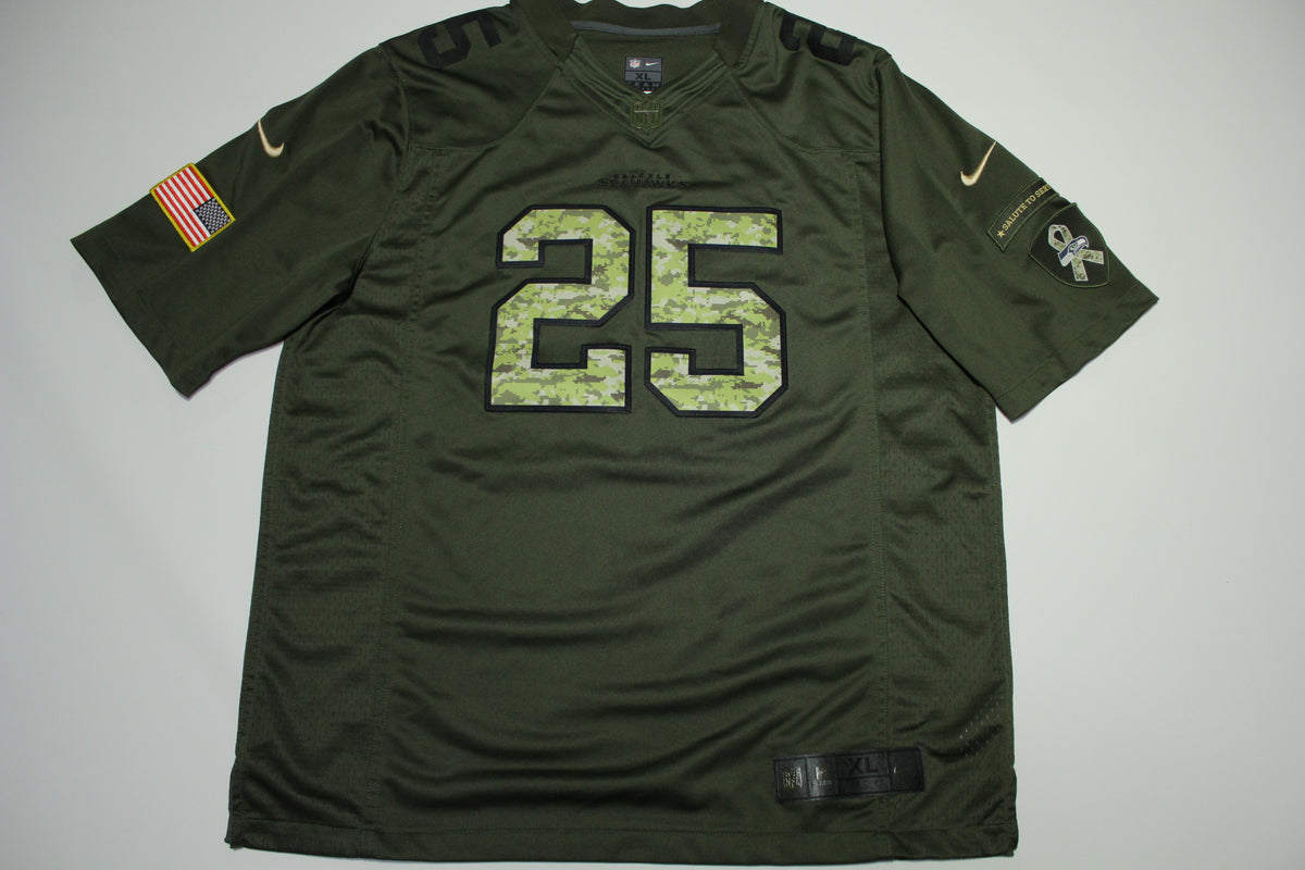 Richard Sherman Nike On Field #25 Military Salute To Service Rare Camo Patch Jersey