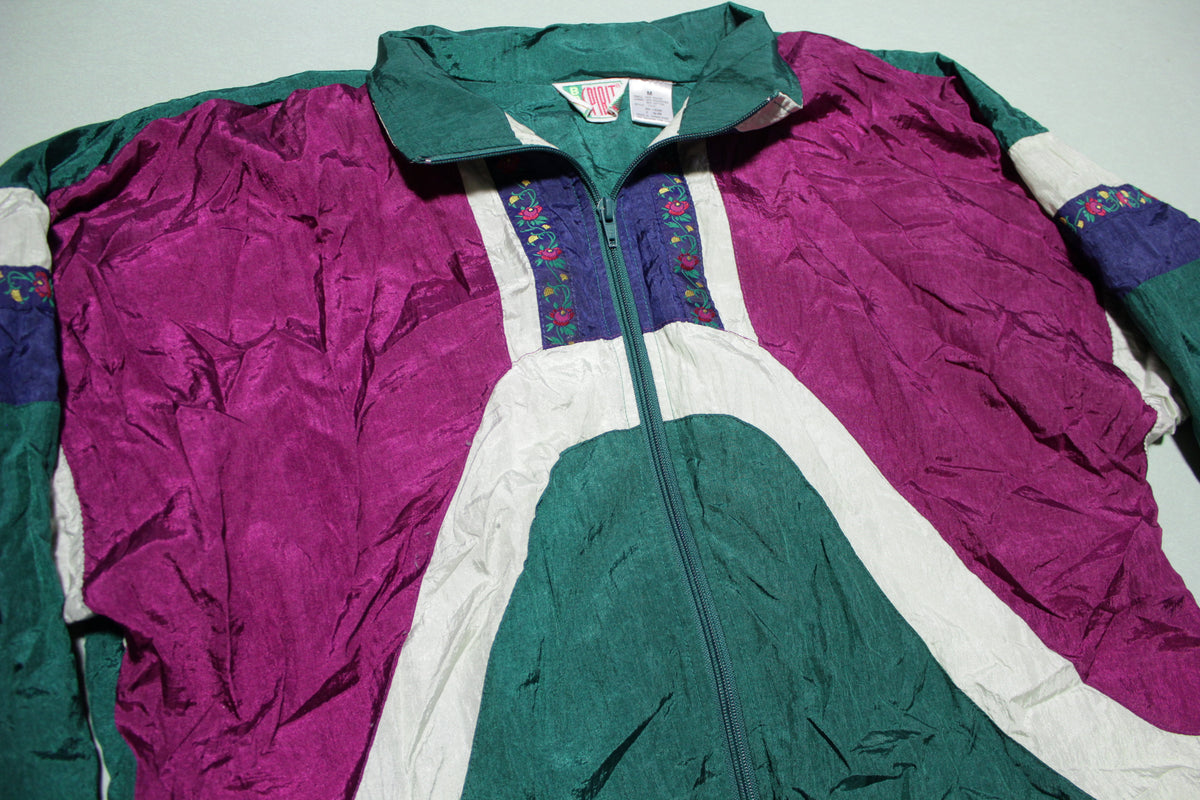 Bold Spirit Vintage 90's Floral Color Block Grandmas Windbreaker Jacket