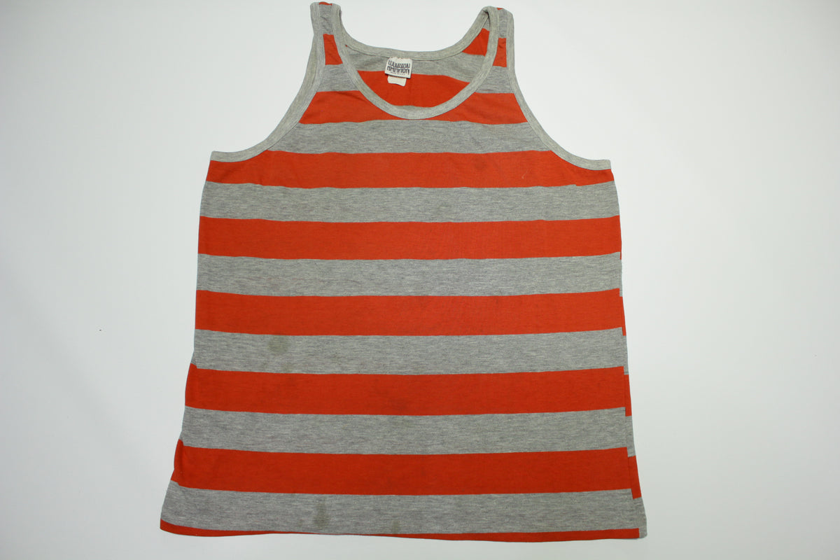 Hampton Made In USA Vintage 80's Striped Tank Top Shirt