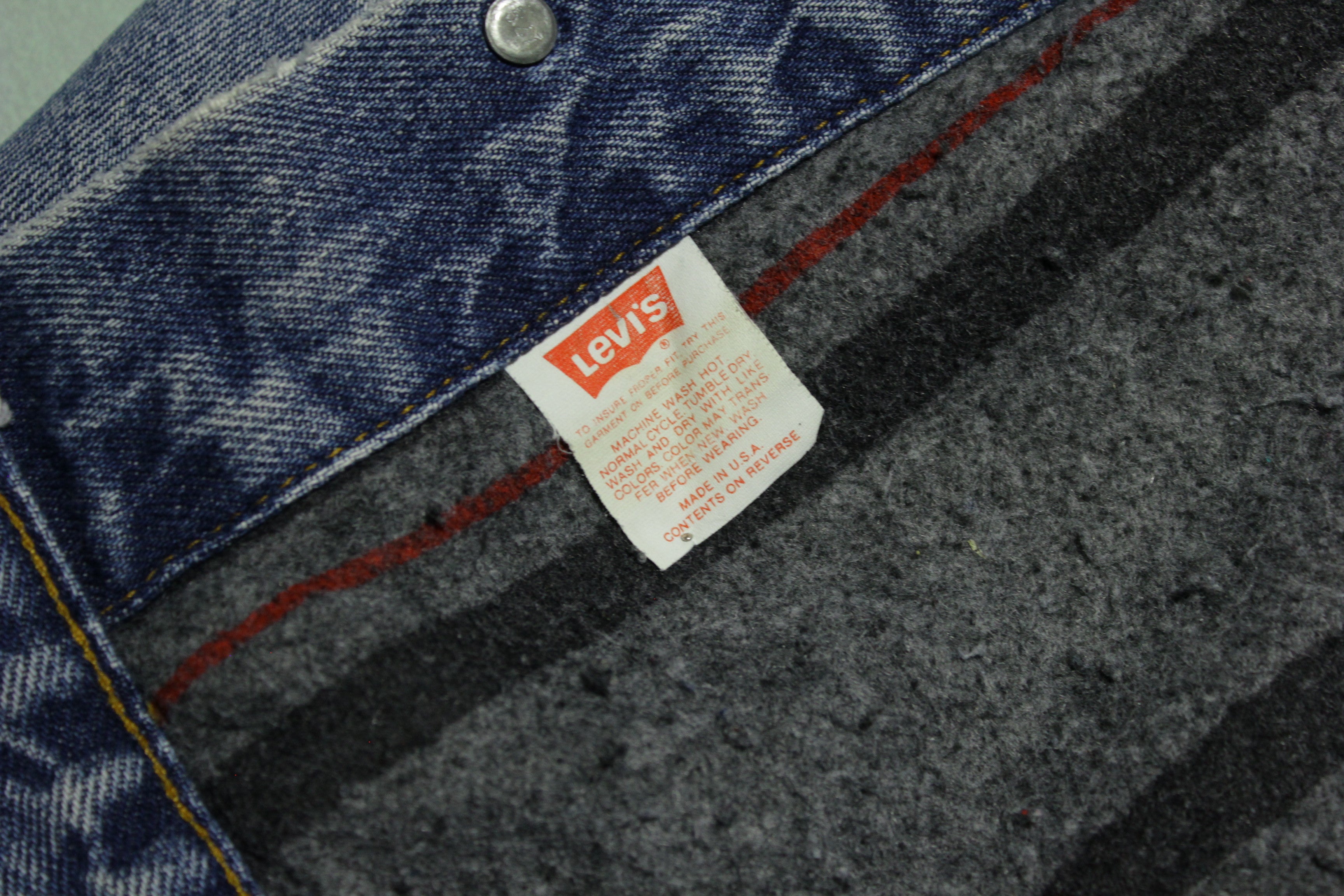 Levis 71506-0316 Vintage 80s 2 Side Pocket Blanket Lined Denim