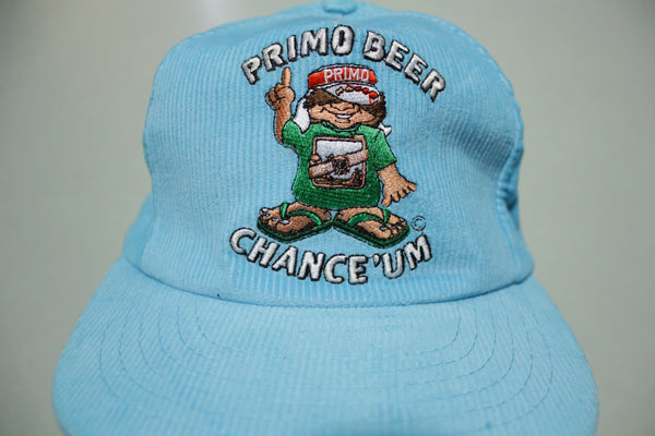 Primo Beer Chance Um Corduroy Vintage 80's Adjustable Back Snapback Hat