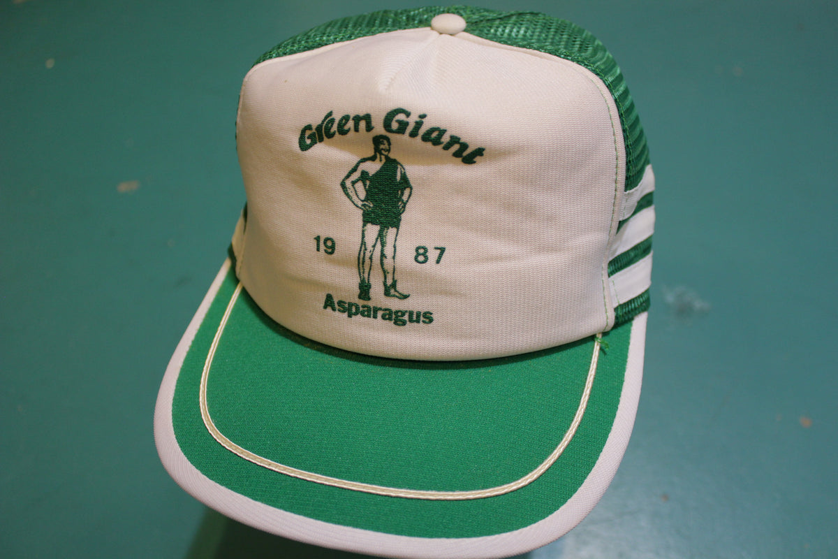 Jolly Green Giant 1987 Vintage Snapback Trucker Cap 80's Asparagus Farm 3 Bar Hat