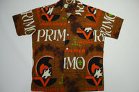 Primo Beer Vintage Aloha Hawaiian 70's All Over Print Barefoot Party Button Up Shirt