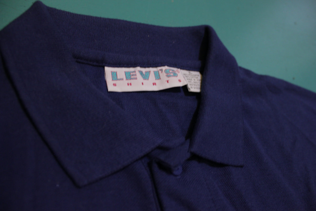 Levis Capital E 1990's Vintage Navy Blue Polo Shirt