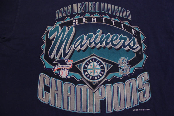 Seattle Mariners Western Division Champions 1995 Vintage 90's Single Stitch T-Shirt