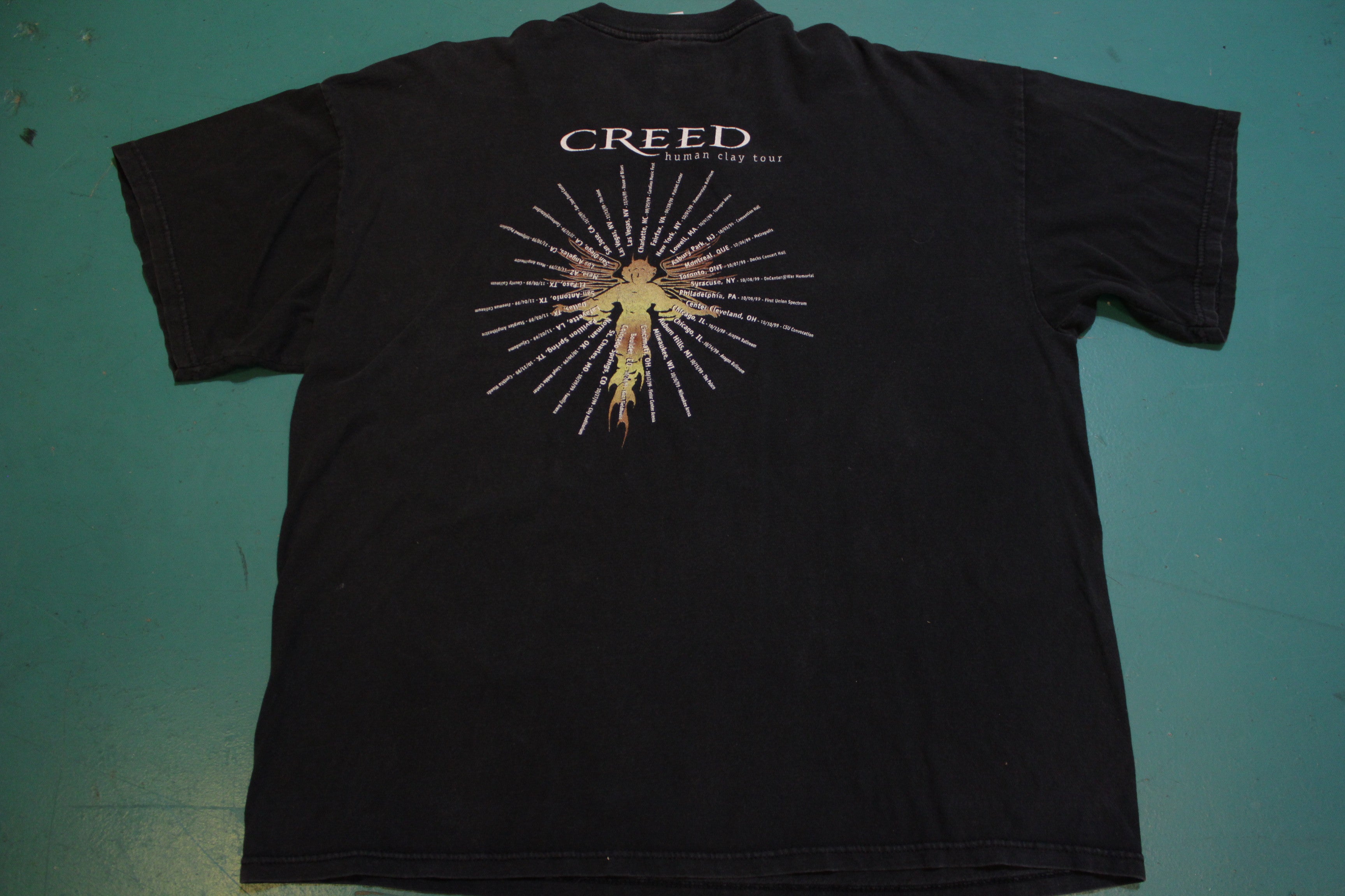 Creed 1999 Human Clay Tour Vintage Double Side Concert Cites Tour T-Sh –  thefuzzyfelt