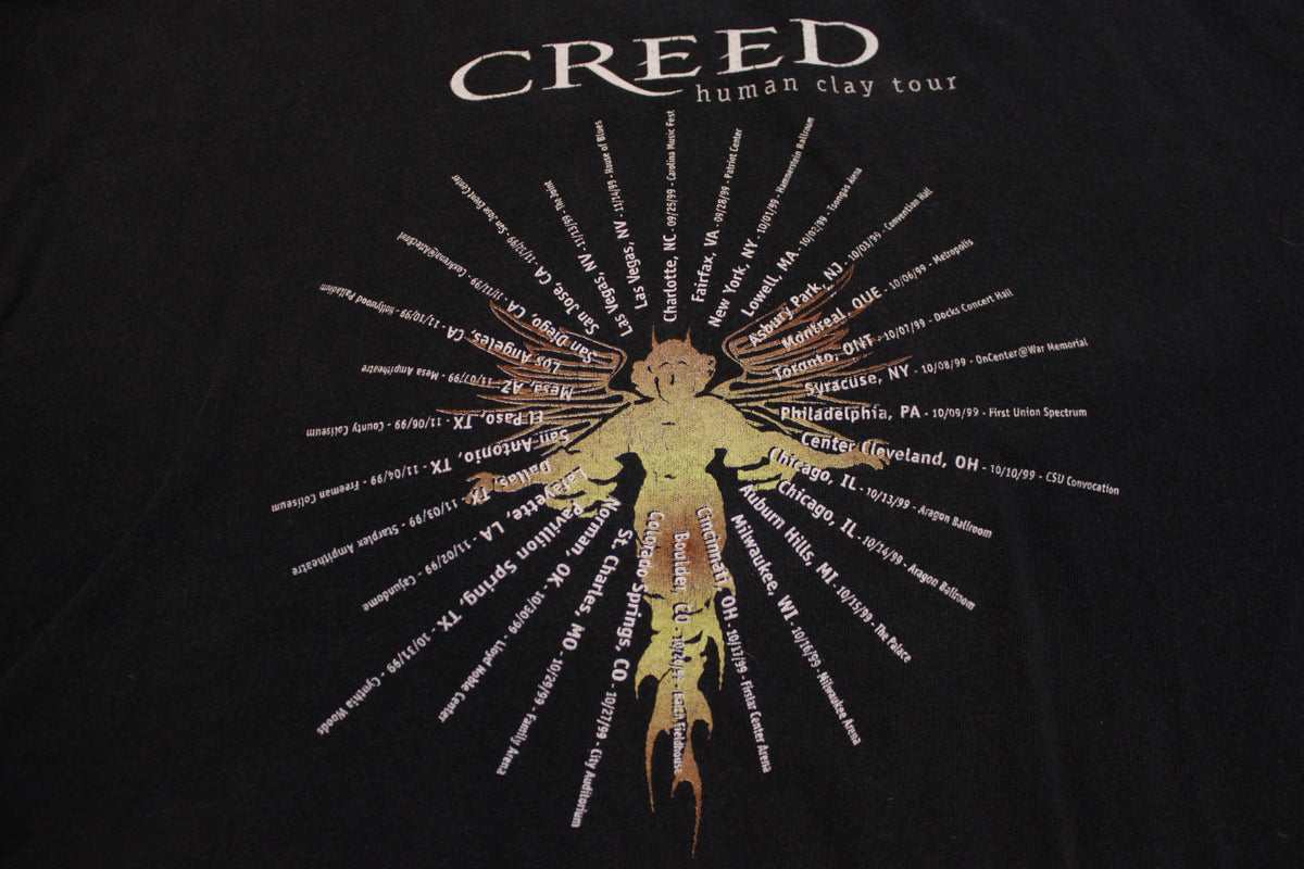 Creed 1999 Human Clay Tour Vintage Double Side Concert Cites Tour T-Shirt