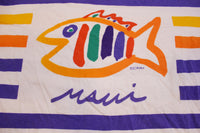 SGT Leisure Maui Fish 90's All Over Print Bright Striped Colorful Long Sleeve T-Shirt