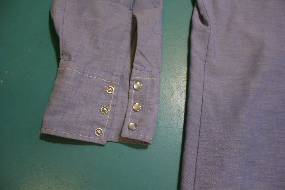 The King Size Brockton Mass Vintage Pearl Snap Chambray 70's Long Sleeve Shirt