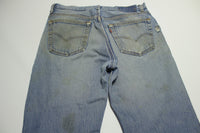 Levis 501 Distressed Button Fly Vintage 80's Denim Grunge Punk Red Tab Blue Jeans