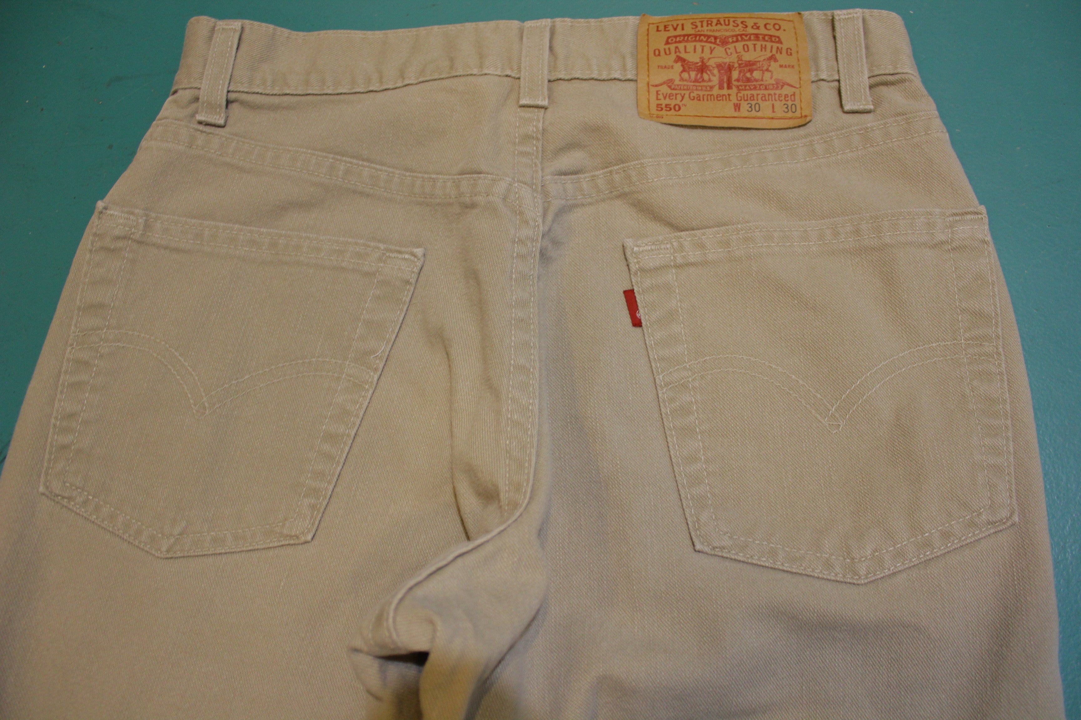 Levis Khaki 550 Made in USA Jeans Vintage 1990's Mint Denim One