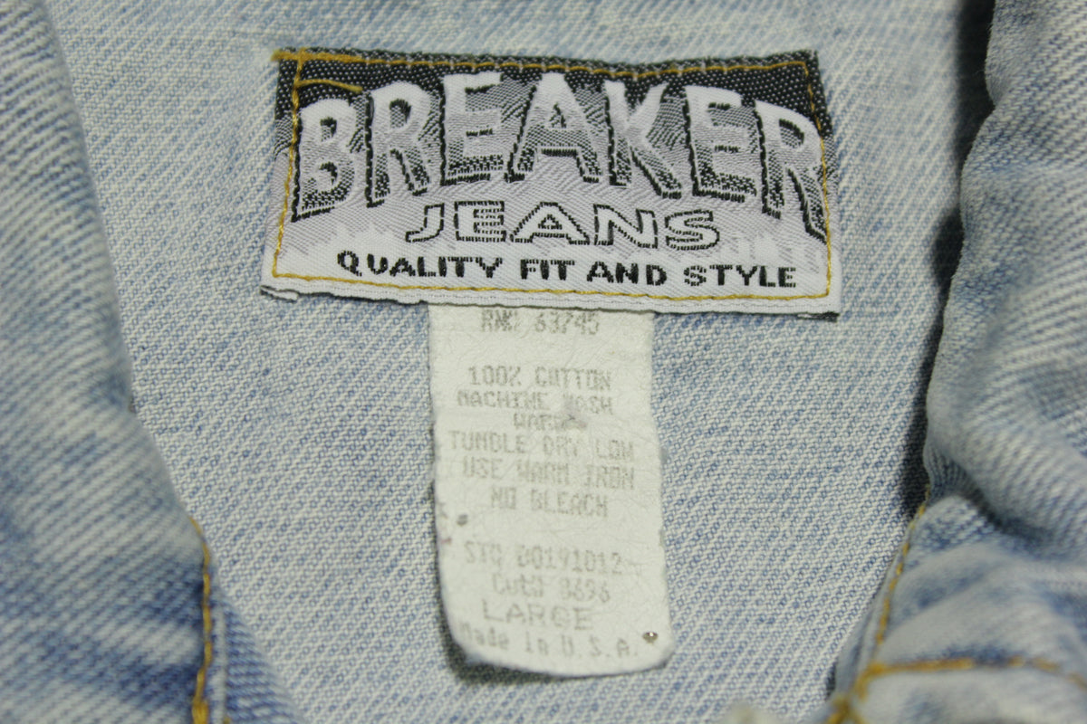 Breaker Vintage Made in USA 80's Stone Washed Denim Jean Jacket Vest