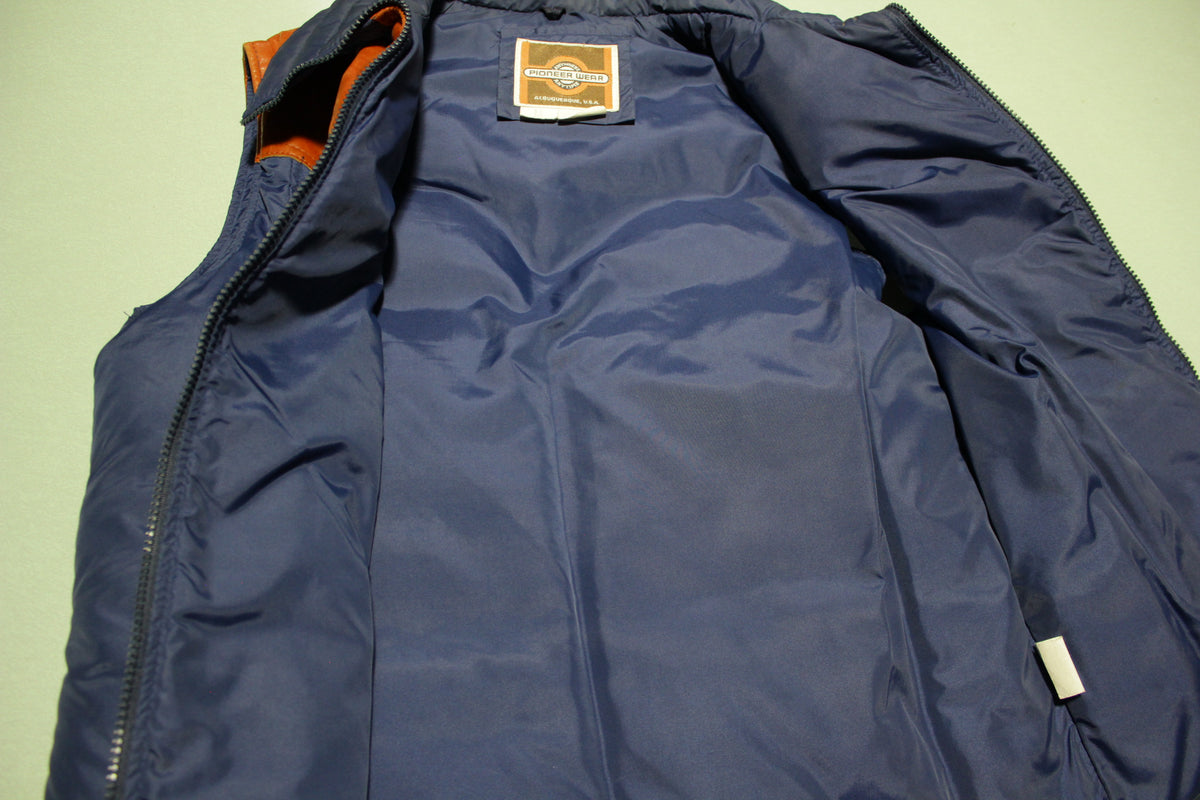 Pioneer Wear Leather Patch Vintage 80s Puffer Ski Vest Jacket ...