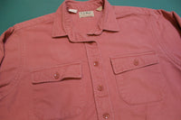 LL Bean Made In USA Vintage Pink Salmon Long Sleeve Cotton Chamois Cloth Shirt
