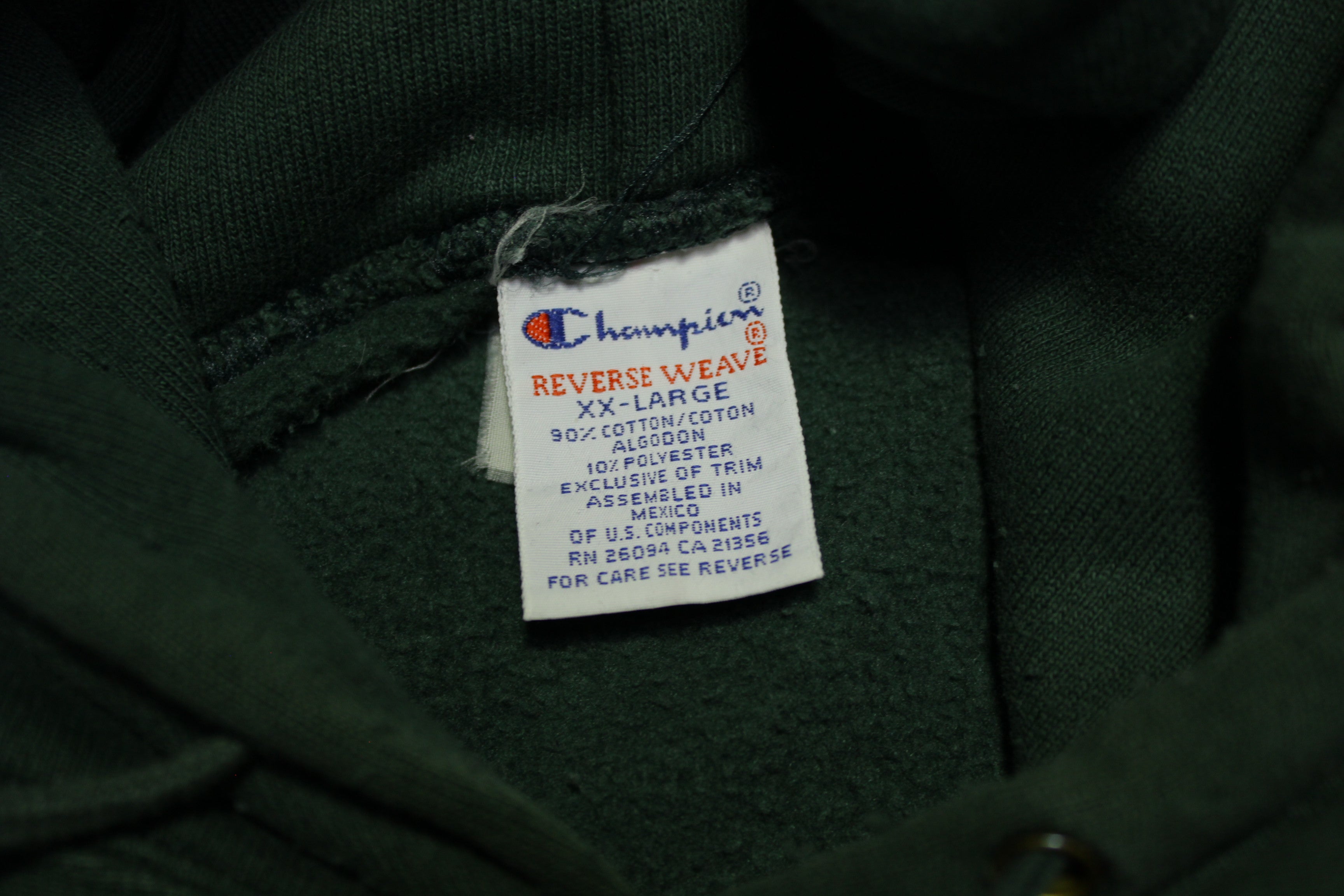 Champion Mid Nineties 90 s Vintage Army Green Reverse Weave Hoodie Swe thefuzzyfelt