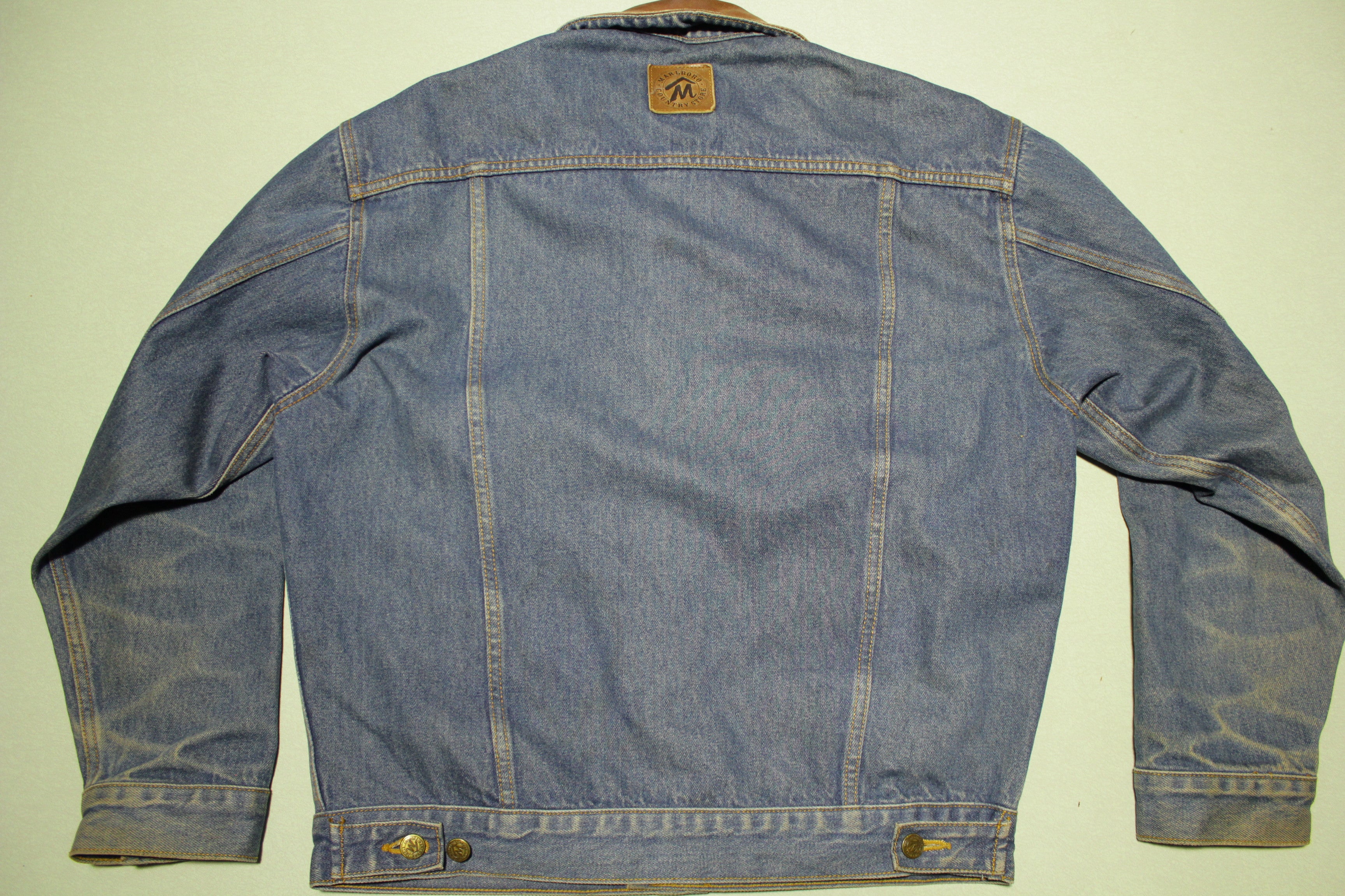 Vintage 90s Leather-Collar Denim Jacket | Urban Outfitters