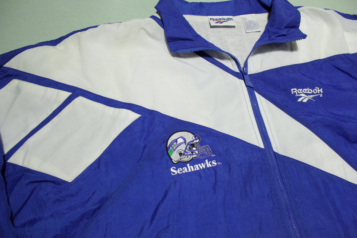 Seattle Seahawks Vintage 90's Reebok Football Windbreaker Track Field Jacket