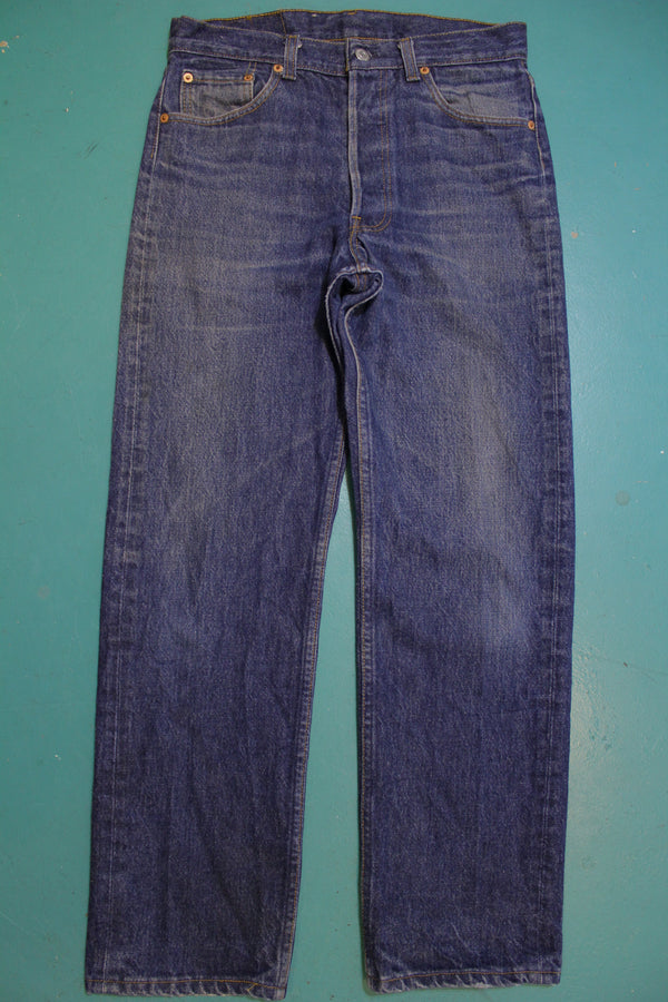 Levis 501 Button Fly 80s Red Tag Made in USA Vintage Blue Denim Jeans 30x29