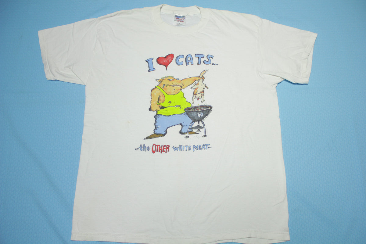 I Love Cats Vintage 1998 The Other White Meat 90's Offensive Humor Gildan T-Shirt