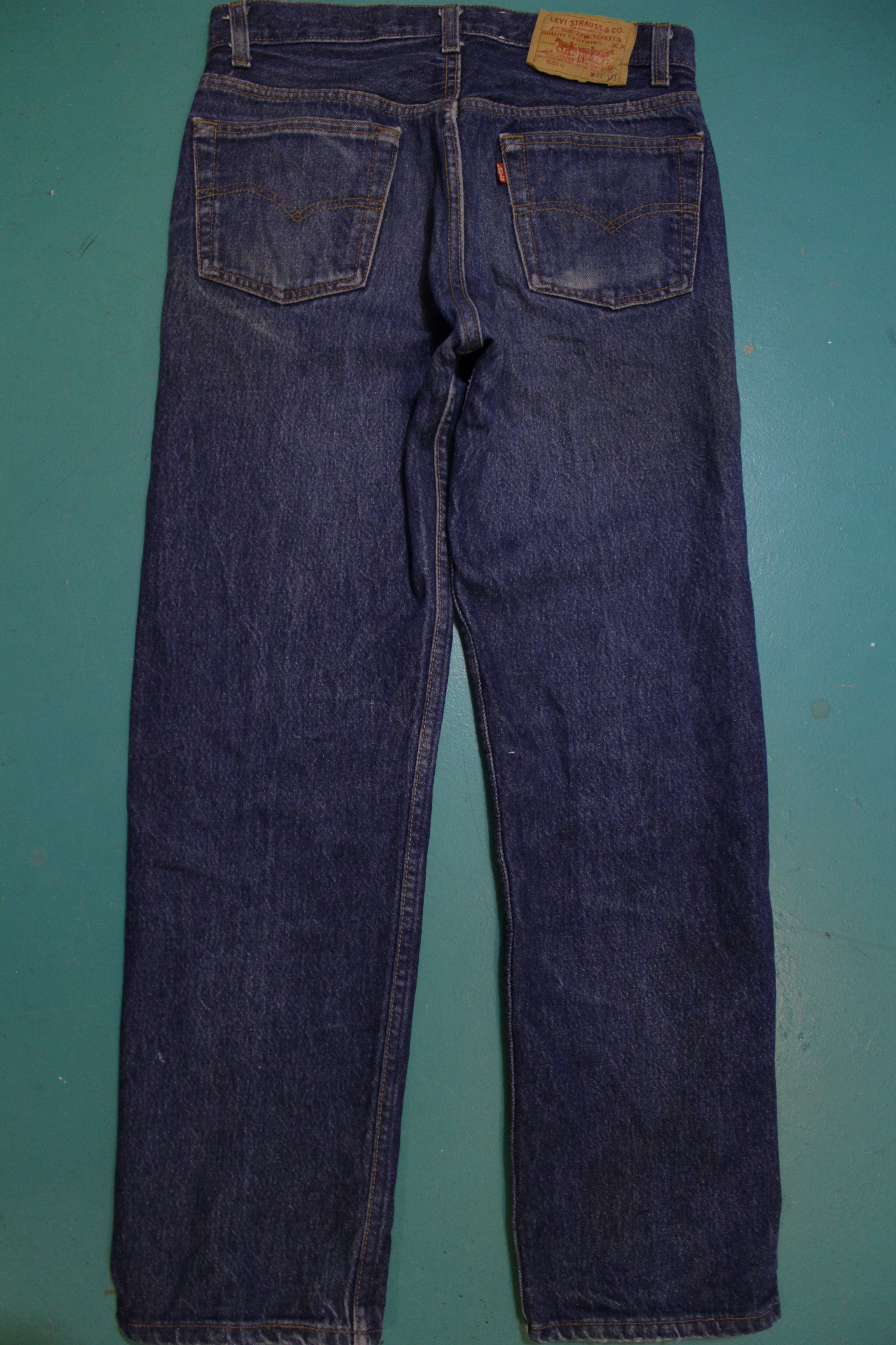 Levis 501 Button Fly 80s Red Tag Made in USA Vintage Blue Denim