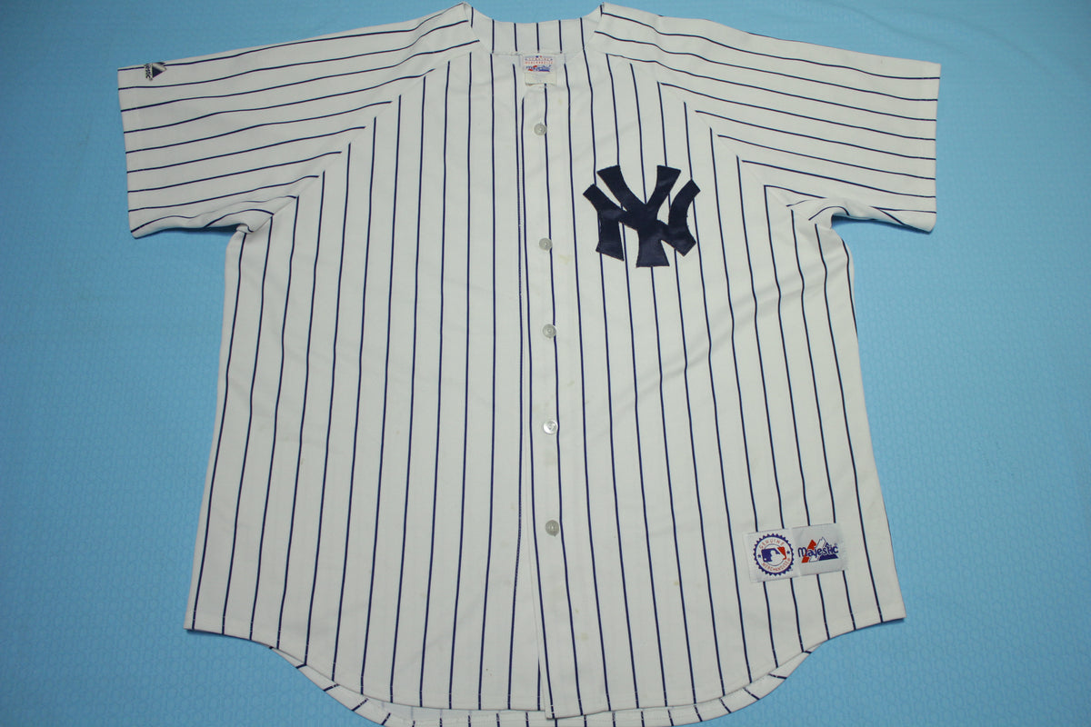 Yankees Blank Button Up Pin Striped Vintage 90's Majestic Made in USA Baseball Jersey