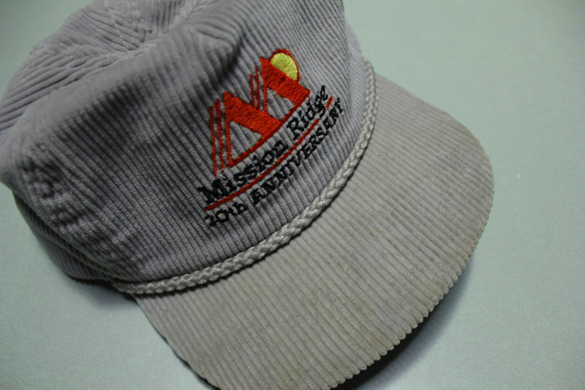MIssion Ridge 20 Year Anniversary Vintage Corduroy 80s Adjustable Back Snapback Hat