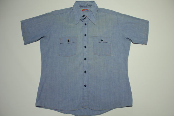 Wrangler Vintage 70's Horse Tag Chambray Button Up Work Shirt