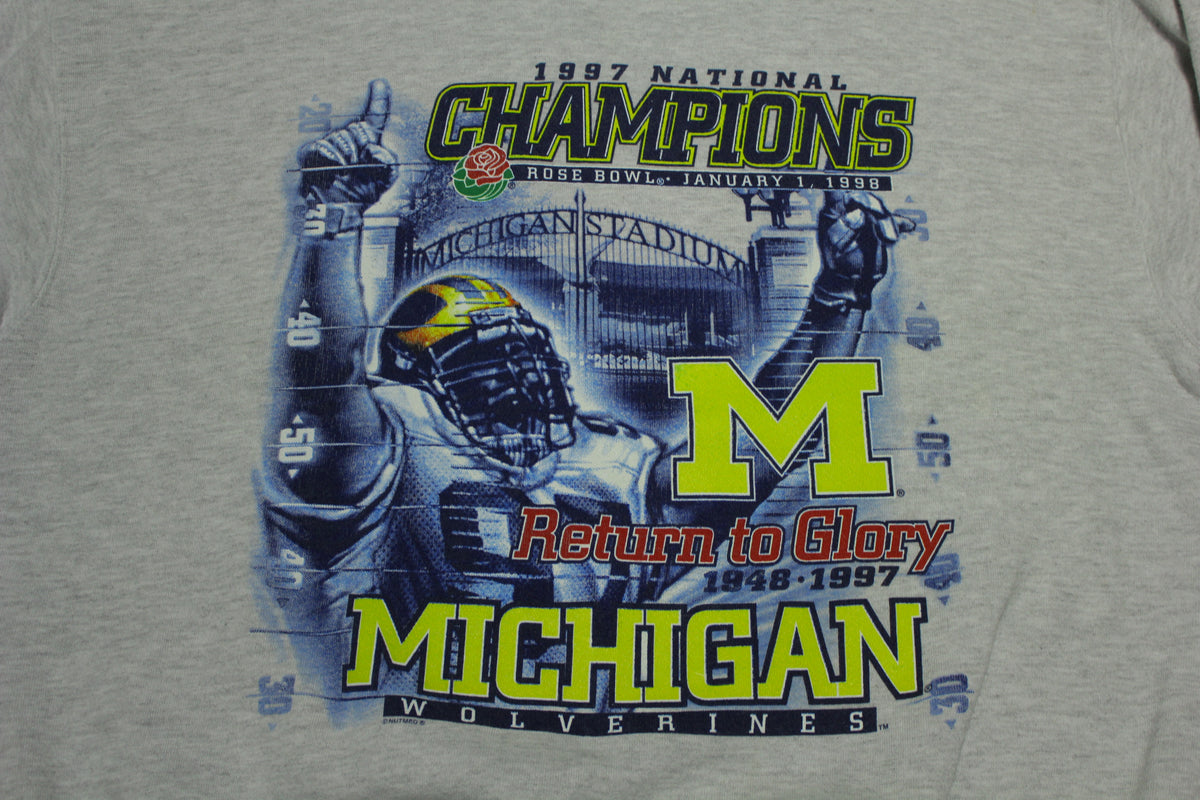 Michigan Vintage 1997 Champions Rose Bowl UM Wolverines Nutmeg Lee Sport Sweatshirt