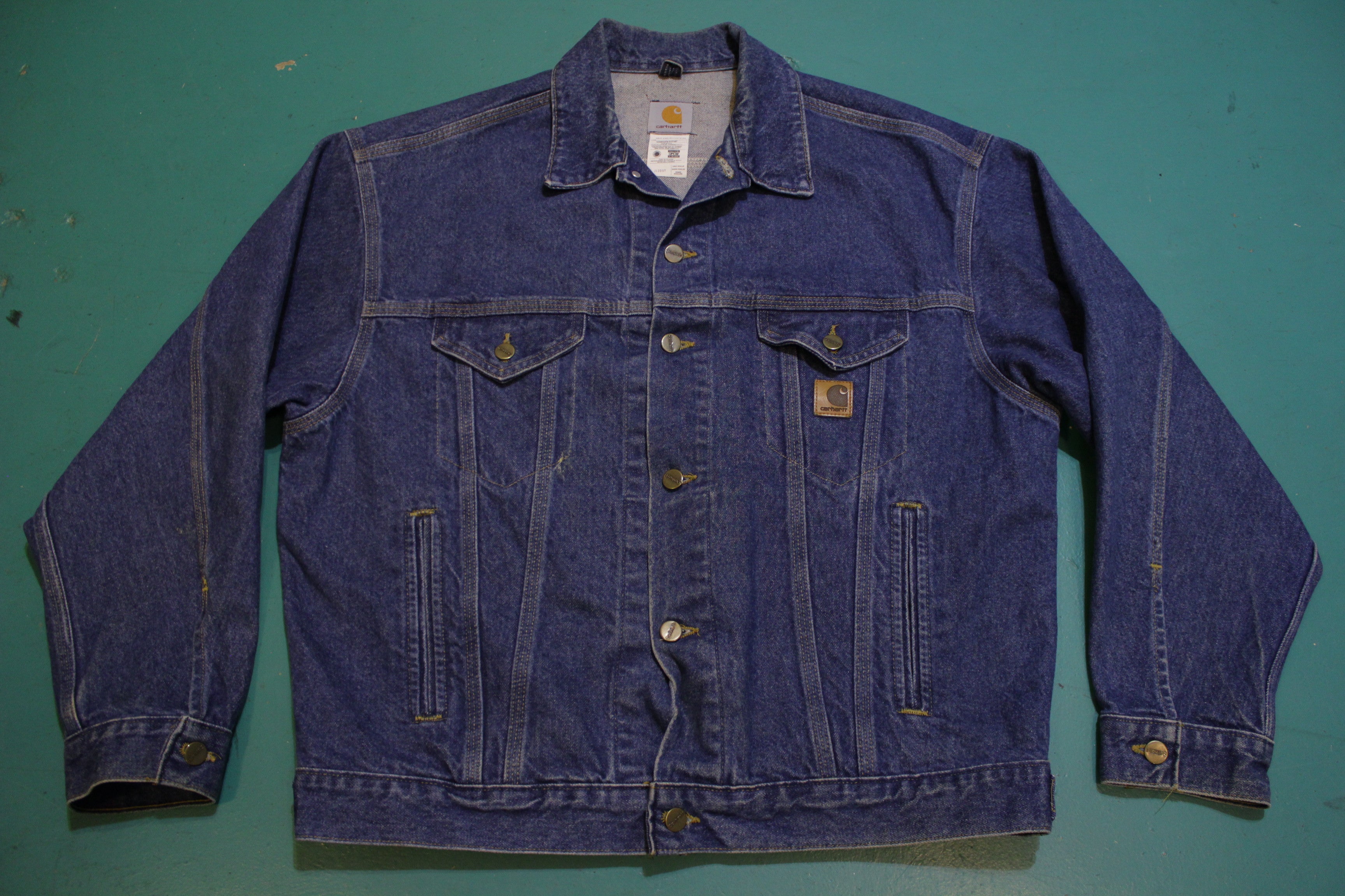 Carhartt USA製 denim jacket J12 DST Vintage Carhartt J12 DST Denim Trucker Jacket Made In USA | eBay
