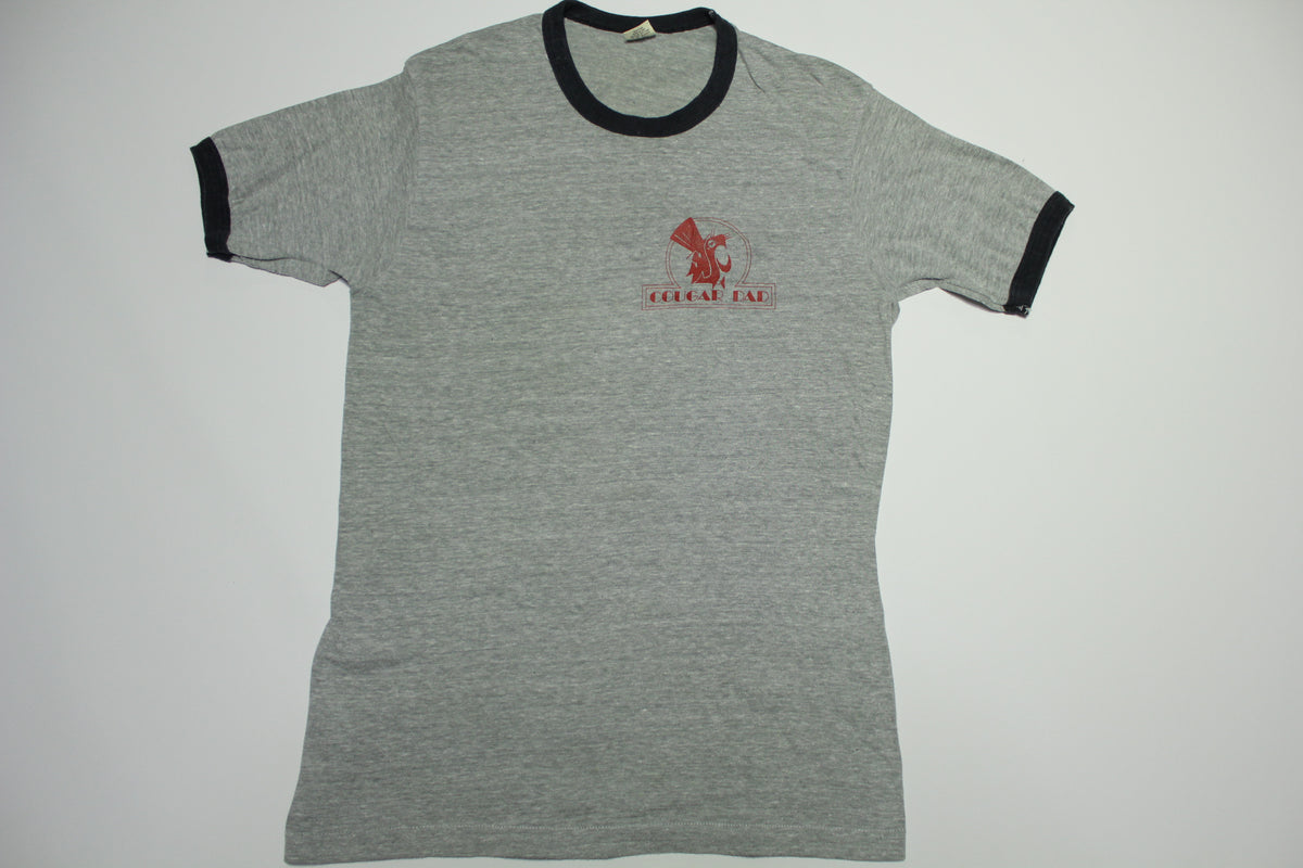 Cougar Dad WSU Vintage 80's Hanes Heathered Ringer Tee T-Shirt