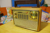 Rare 1950s Admiral Transistor 8 Model 537 Portable Radio Gold & Twisting Antenna